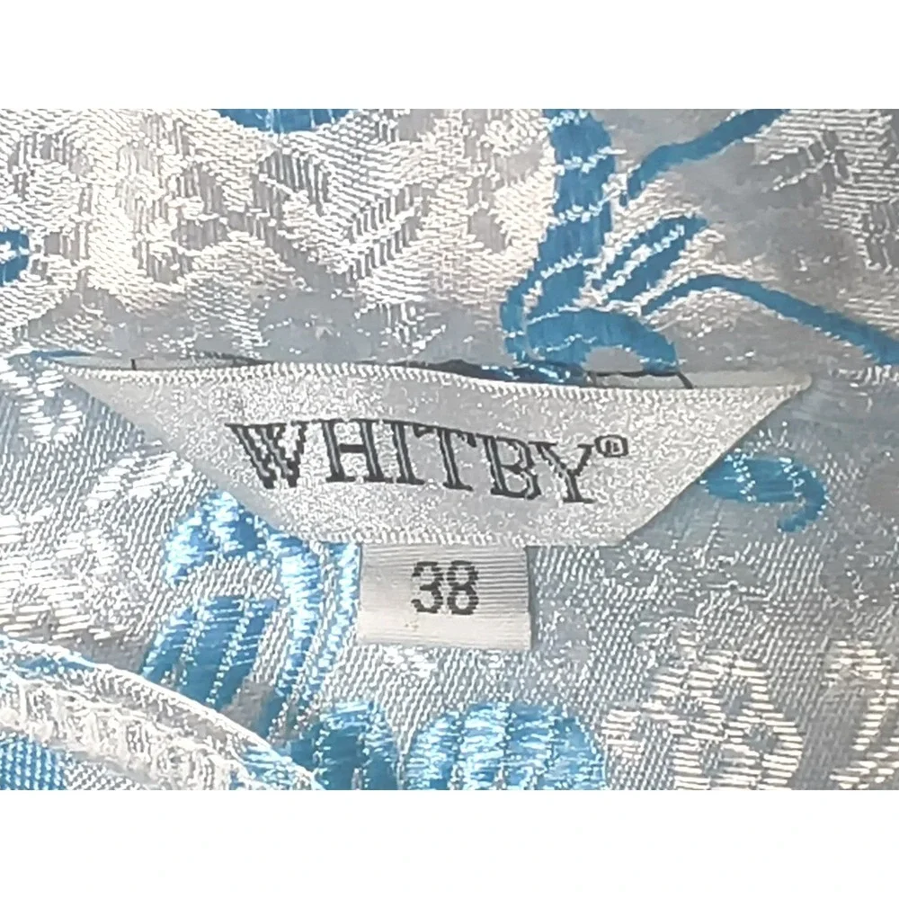 Whitby Cheongsam Dress Women Size 38 Silver Blue‎ Floral Brocade Qipao Maxi - Picture 3 of 12